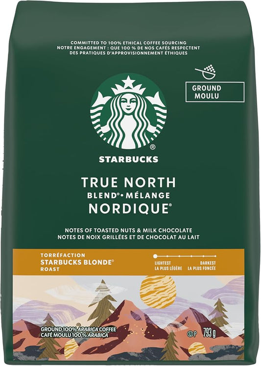 Starbucks True North Blend Ground Coffee 793g – Blonde Light Roast 100% Arabica Coffee with Toasted Nut & Milk Chocolate Notes - Snack with | Sold by Uncle Wiener's Wholesale