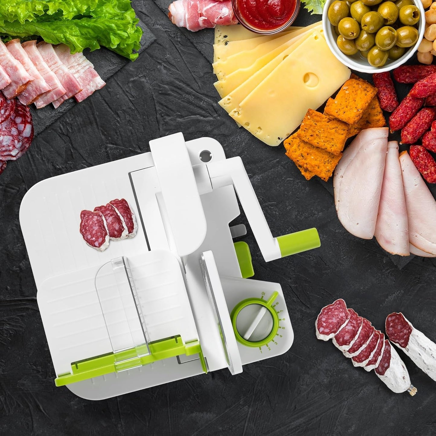 Starfrit Deli Slicer with Adjustable Thickness | Meat, Cheese & Bread Slicer - with | Sold by Uncle Wiener's Wholesale