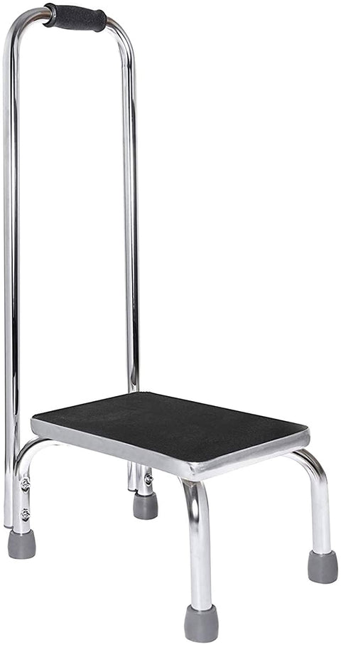 Steel Foot Stool with Handle – Non - Slip Rubber Platform, 28×40cm Heavy - Duty Step Stool S3048 - with | Sold by Uncle Wiener's Wholesale