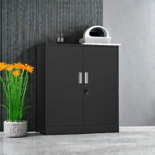 Steel Garage Storage Cabinet 31.5″ × 15.7″ × 36.2″ Black Metal Cabinet YCDM16 - with | Sold by Uncle Wiener's Wholesale