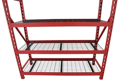 Steel Garage Storage Rack – 3, 4, 5 - Tier Heavy - Duty Industrial Shelving Units - Garage & Industrial Shelving Units with 4 Layer Red Racking 77" W x 24" D x 72" H | Sold by Uncle Wiener's Wholesale