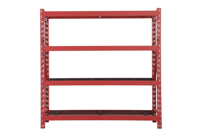 Steel Garage Storage Rack – 3, 4, 5 - Tier Heavy - Duty Industrial Shelving Units - Garage & Industrial Shelving Units with 4 Layer Red Racking 77" W x 24" D x 72" H | Sold by Uncle Wiener's Wholesale