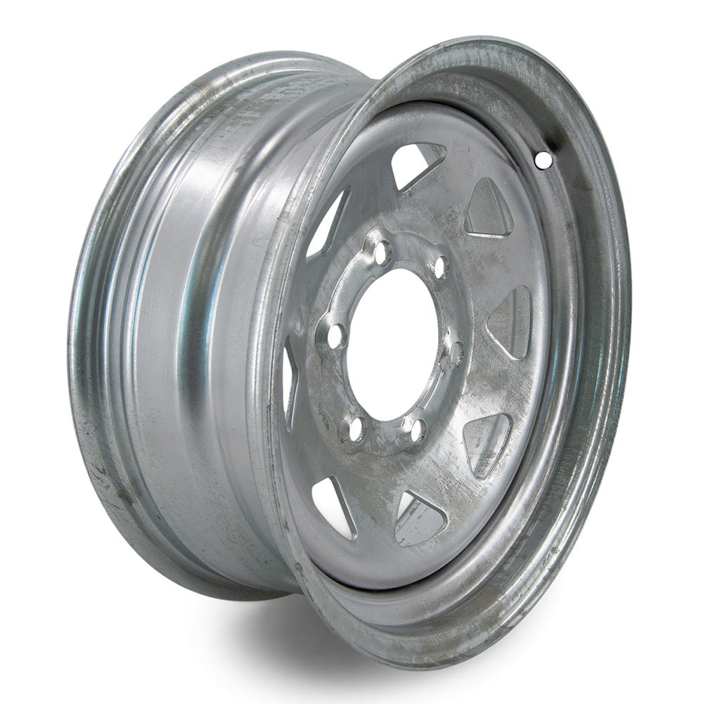 Steel Trailer Rims 12 14 15 16 Inch | 4, 5, 6 & 8 Lug White & Galvanized Trailer Wheels - with 14" x 5.5" – Spoke – 5 Lug 4.5" – White – 1865 lb | Sold by Uncle Wiener's Wholesale
