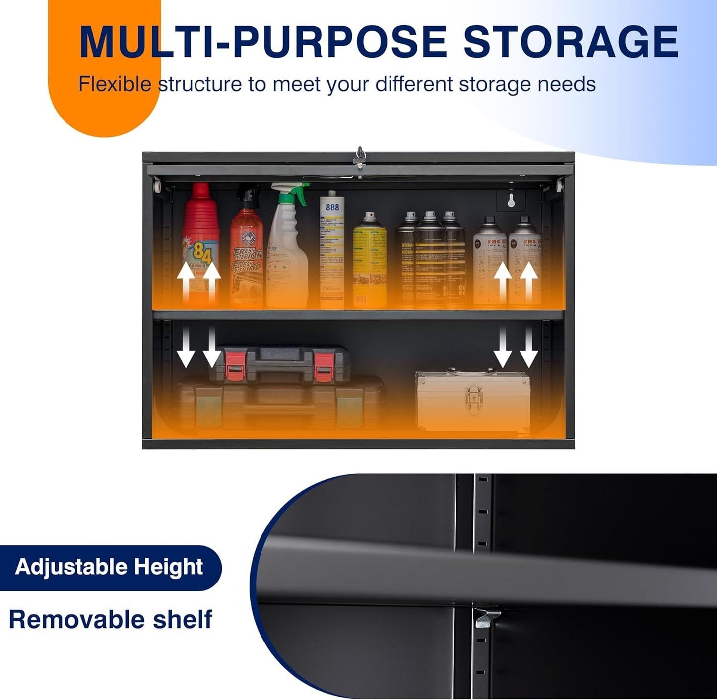 Steel Wall Cabinet 31.5″ × 15.7″ × 21.7″ Black Garage Storage Unit YCDM31 - with | Sold by Uncle Wiener's Wholesale