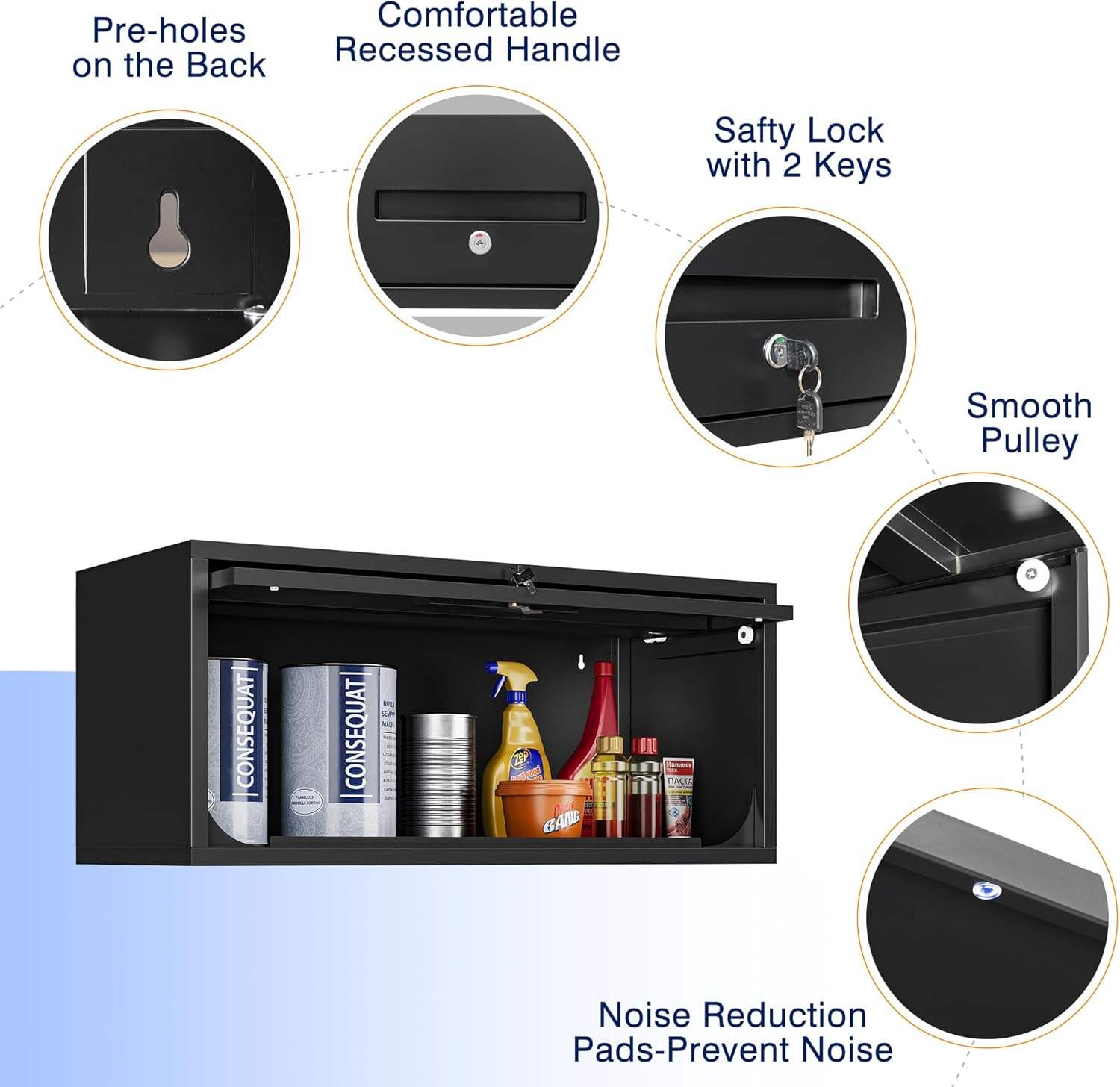 Steel Wall Storage Cabinet 31.5″ × 11.8″ × 13.8″ Black Metal Organizer YCDM32 - with | Sold by Uncle Wiener's Wholesale