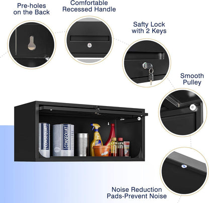 Steel Wall Storage Cabinet 31.5″ × 11.8″ × 13.8″ Black Metal Organizer YCDM32 - with | Sold by Uncle Wiener's Wholesale