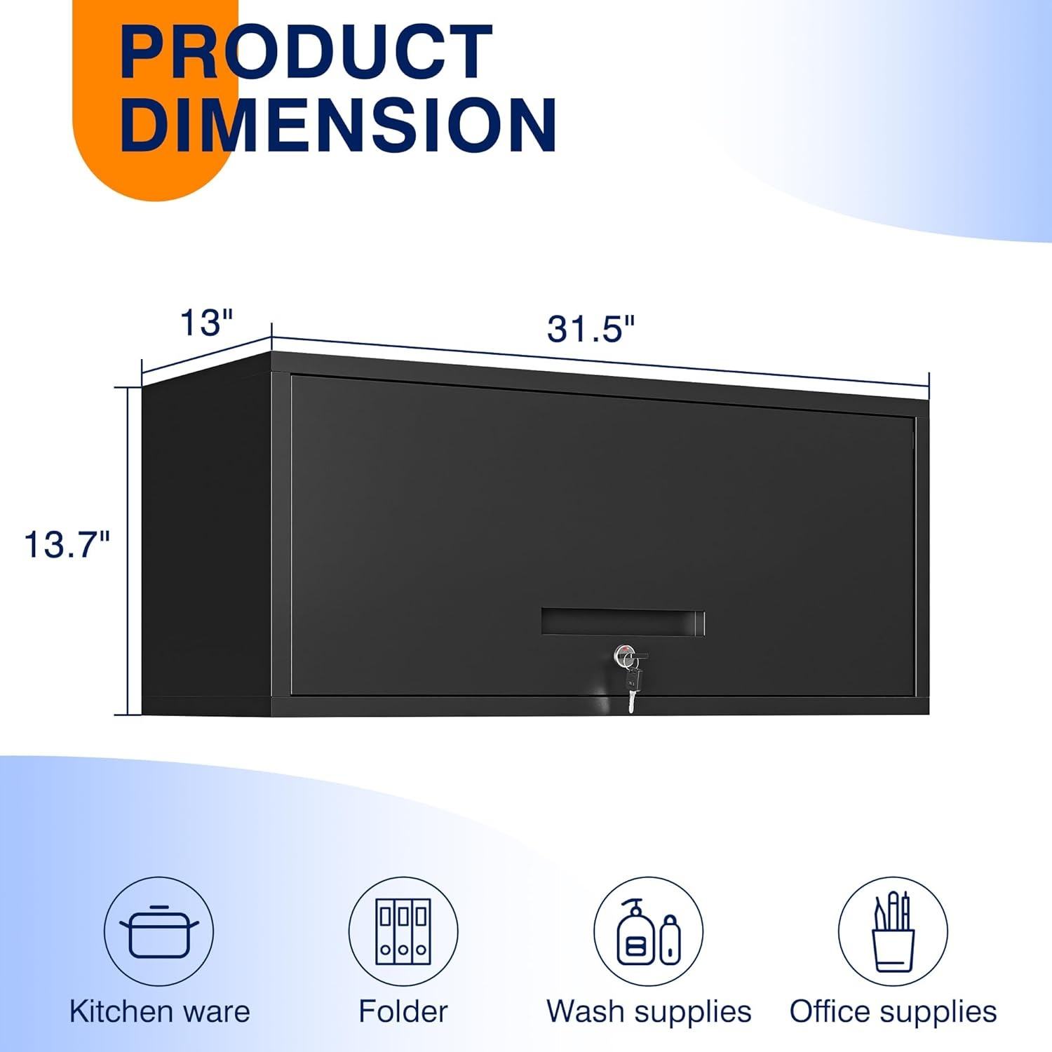 Steel Wall Storage Cabinet 31.5″ × 11.8″ × 13.8″ Black Metal Organizer YCDM32 - with | Sold by Uncle Wiener's Wholesale