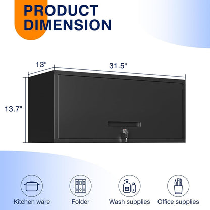 Steel Wall Storage Cabinet 31.5″ × 11.8″ × 13.8″ Black Metal Organizer YCDM32 - with | Sold by Uncle Wiener's Wholesale