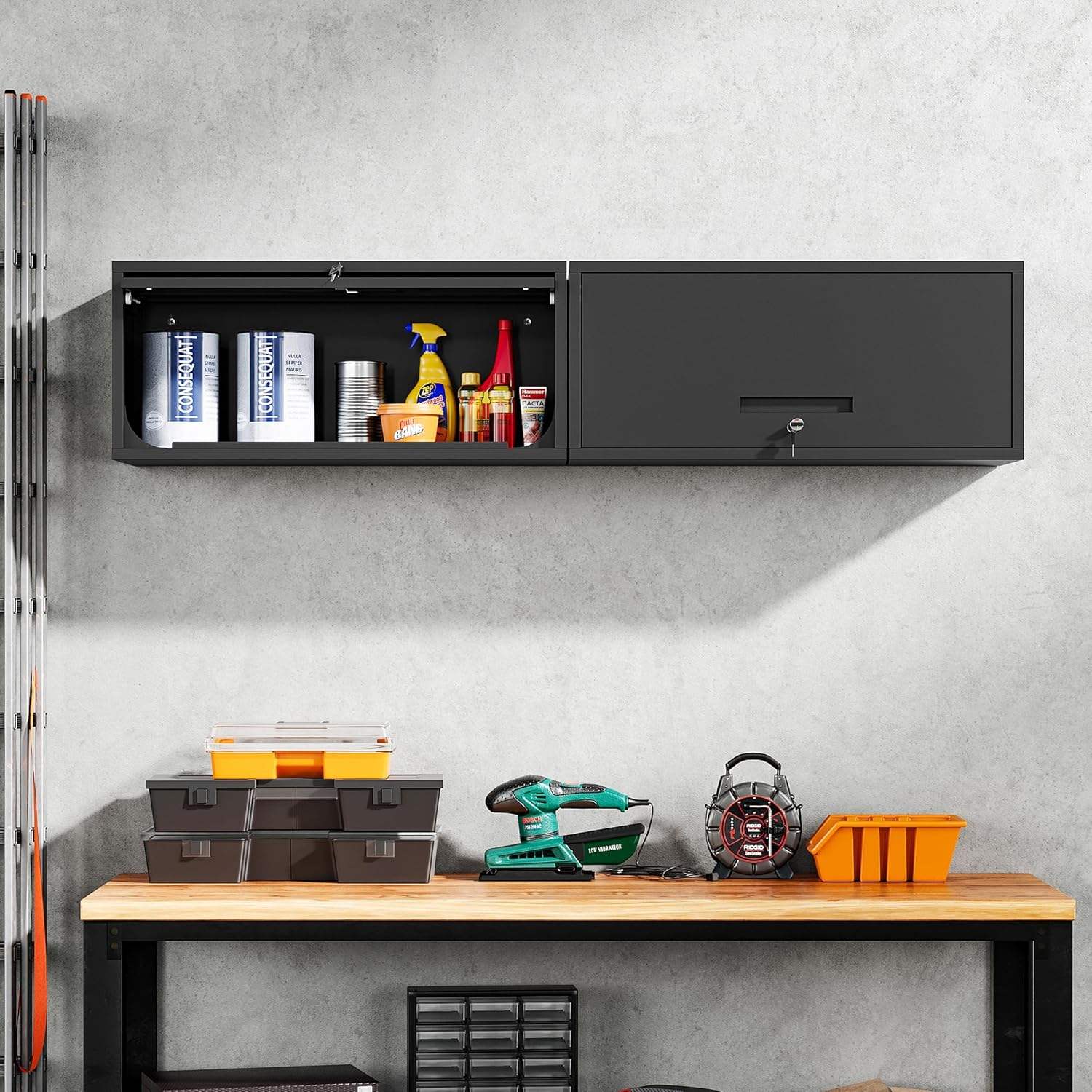 Steel Wall Storage Cabinet 31.5″ × 11.8″ × 13.8″ Black Metal Organizer YCDM32 - with | Sold by Uncle Wiener's Wholesale