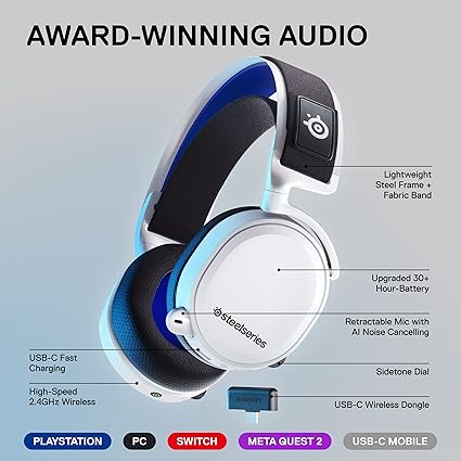 SteelSeries Arctis 7P+ Wireless Gaming Headset for PS5 PS4 PC Mac Android and Switch White - Electronics with | Sold by Uncle Wiener's Wholesale