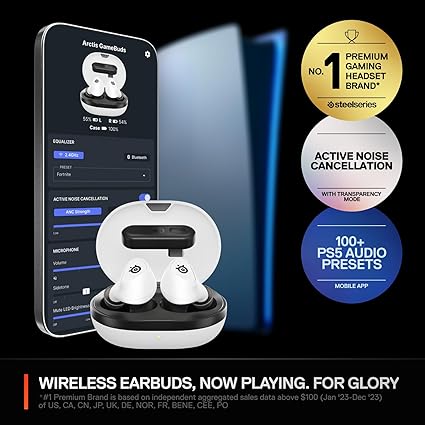 SteelSeries Arctis GameBuds – Dual Wireless Gaming Earbuds with ANC & 40H Battery - with White | Sold by Uncle Wiener's Wholesale
