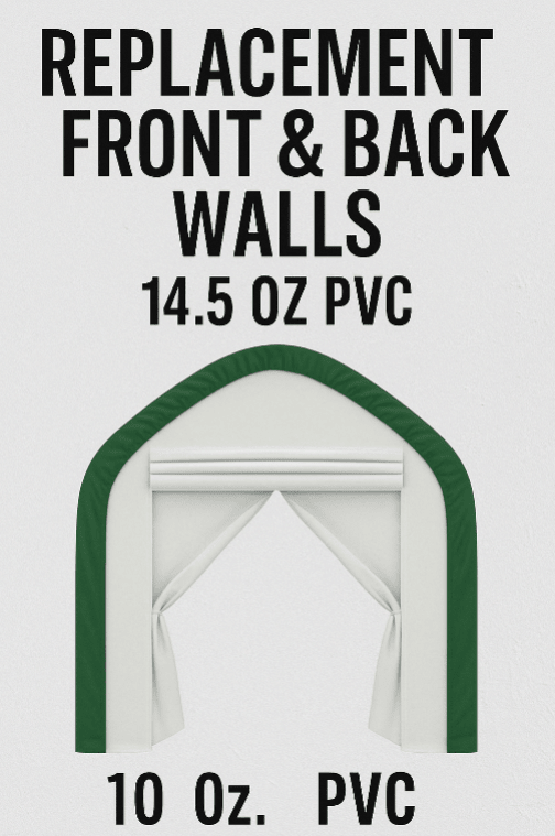 Storage Building Tarp Replacements – Heavy - Duty PE & PVC Cover Options - with REPLACEMENT FRONT & BACK WALLS 14.5 OZ PVC | Sold by Uncle Wiener's Wholesale