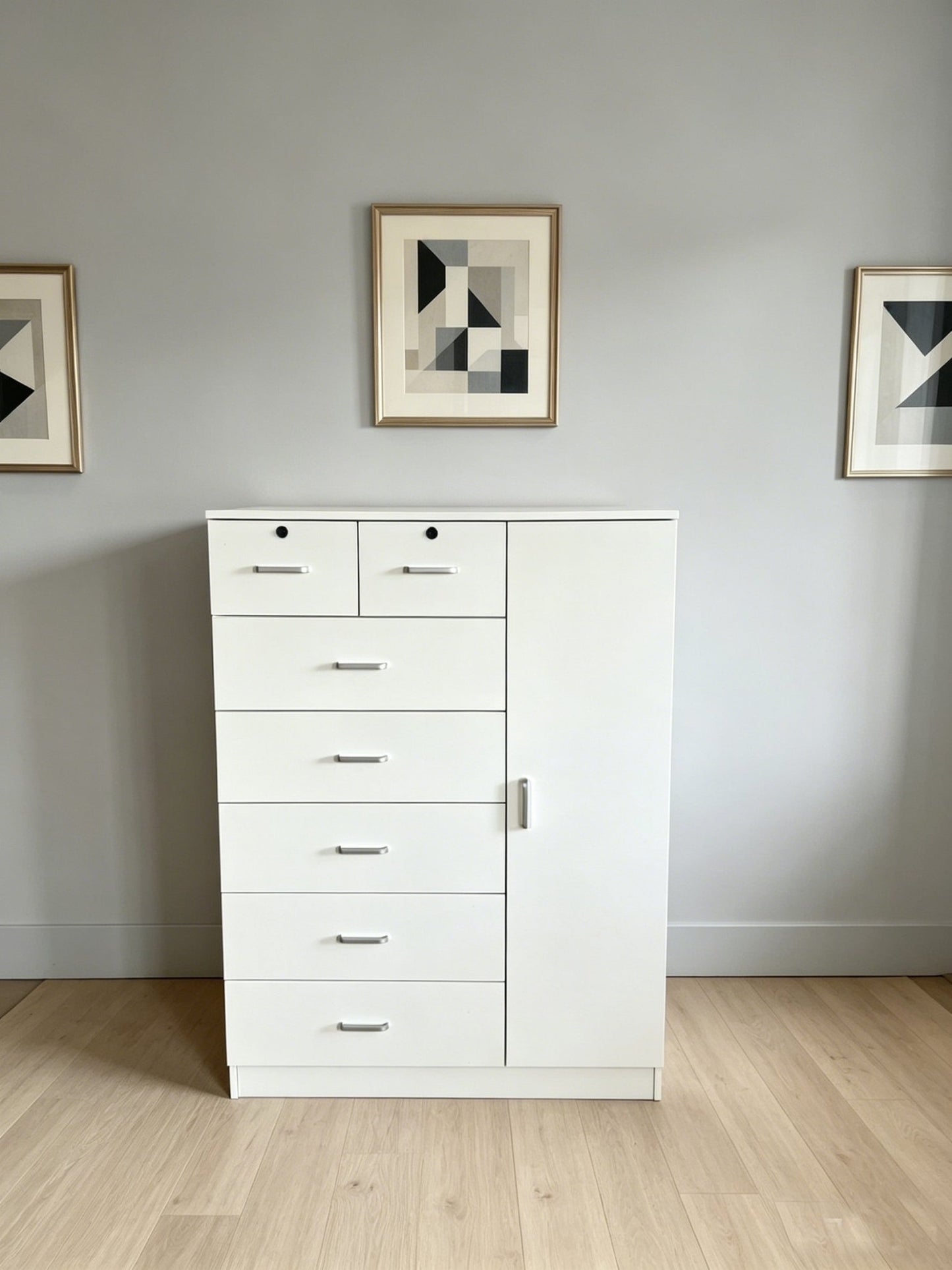 Storage Cabinet Dresser with Drawers & Door MODERN SKU 113226 - with White | Sold by Uncle Wiener's Wholesale