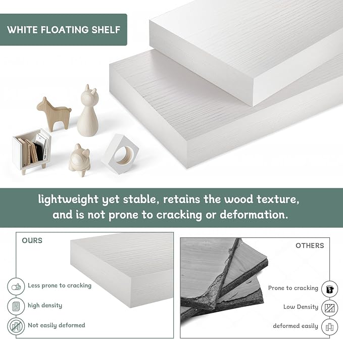 STYLISHT Floating Shelves Set of 3 – Wall Mounted Minimalist Storage Shelves with Invisible Brackets - Home decor with | Sold by Uncle Wiener's Wholesale