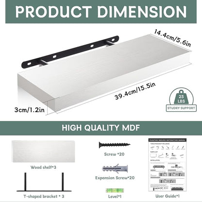 STYLISHT Floating Shelves Set of 3 – Wall Mounted Minimalist Storage Shelves with Invisible Brackets - Home decor with | Sold by Uncle Wiener's Wholesale