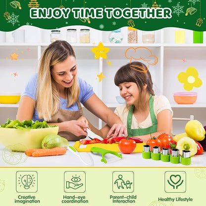 Suhctuptx 28-Piece Kids Knife Set – Montessori Toddler Kitchen Tools with Cutting Boards, Crinkle Cutter & Safe Cooking Knives - Toys with | Sold by Uncle Wiener's Wholesale