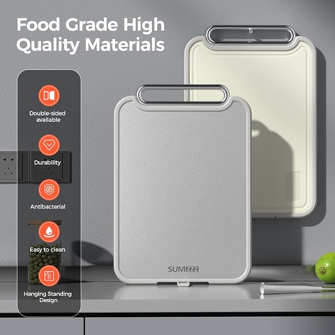 Sumzzz 2-in-1 Stainless Steel Cutting Board – Double-Sided Food-Grade Steel & PP Chopping Board with Handle, Dishwasher Safe - Kitchen Appliances with | Sold by Uncle Wiener's Wholesale