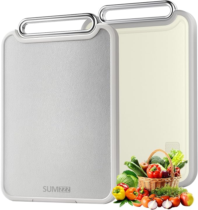 Sumzzz 2-in-1 Stainless Steel Cutting Board – Double-Sided Food-Grade Steel & PP Chopping Board with Handle, Dishwasher Safe - Kitchen Appliances with | Sold by Uncle Wiener's Wholesale