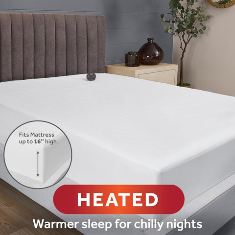 Sunbeam Electric Restful Heated Mattress Pad, 12 Heat Settings, 12 - Hour Selectable Auto Shut - Off, Fast Heating, Warming Bed, Soft Cozy Fabric, Full, 54" x 75" - with White | Sold by Uncle Wiener's Wholesale