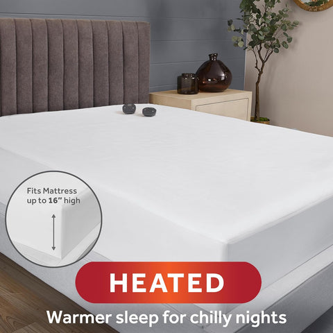 Sunbeam Electric Restful Heated Mattress Pad, 12 Heat Settings, 12 - Hour Selectable Auto Shut - Off, Fast Heating, Warming Bed, Soft Cozy Fabric, Queen, 60" x 80" - with White | Sold by Uncle Wiener's Wholesale
