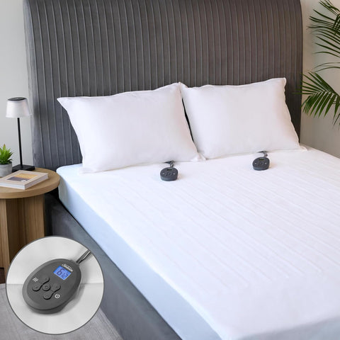 Sunbeam Electric Restful Heated Mattress Pad, 12 Heat Settings, 12 - Hour Selectable Auto Shut - Off, Fast Heating, Warming Bed, Soft Cozy Fabric, Queen, 60" x 80" - with White | Sold by Uncle Wiener's Wholesale