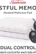 Sunbeam Electric Restful Heated Mattress Pad, 12 Heat Settings, 12 - Hour Selectable Auto Shut - Off, Fast Heating, Warming Bed, Soft Cozy Fabric, Queen, 60" x 80" - with White | Sold by Uncle Wiener's Wholesale