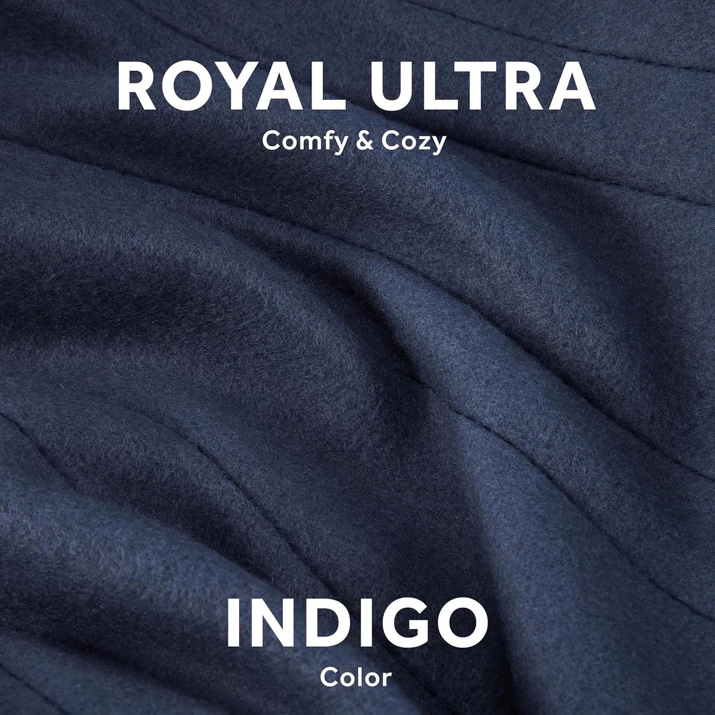 Sunbeam Royal Ultra Fleece Heated Electric Blanket Queen Size, 90" x 84", 12 Heat Settings, 12 - Hour Selectable Auto Shut - Off, Fast Heating, Machine Washable, Warm and Cozy, Indigo - with Indigo | Sold by Uncle Wiener's Wholesale
