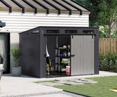 Suncast 10x7 Barndoor Shed – Durable Outdoor Storage Solution CO11234 - with | Sold by Uncle Wiener's Wholesale