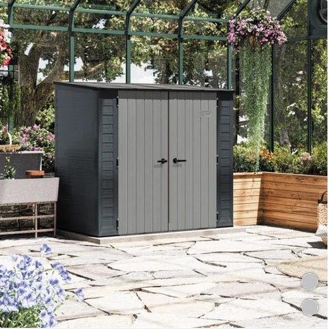 Suncast 7x4 Modern Resin Storage Shed – Durable Outdoor Organizer | CO11235 - with | Sold by Uncle Wiener's Wholesale