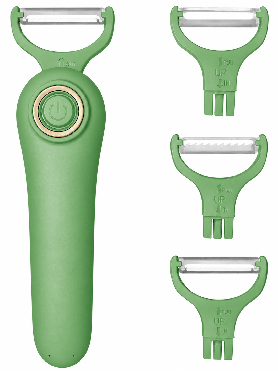 SUNHAIXIA 3 in 1 Electric Vegetable Peeler USB Rechargeable Automatic Fruit and Vegetable Peeler - Kitchen Appliances with Green | Sold by Uncle Wiener's Wholesale