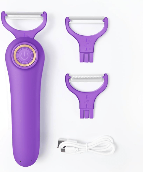 SUNHAIXIA 3 in 1 Electric Vegetable Peeler USB Rechargeable Automatic Fruit and Vegetable Peeler - Kitchen Appliances with Purple | Sold by Uncle Wiener's Wholesale