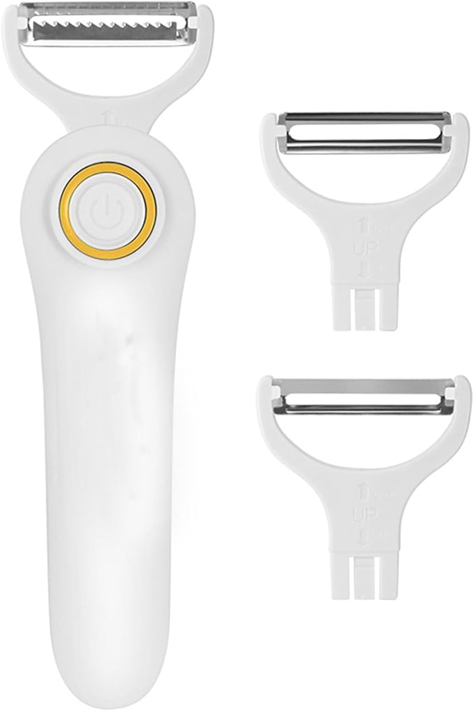 SUNHAIXIA 3 in 1 Electric Vegetable Peeler USB Rechargeable Automatic Fruit and Vegetable Peeler - Kitchen Appliances with White | Sold by Uncle Wiener's Wholesale