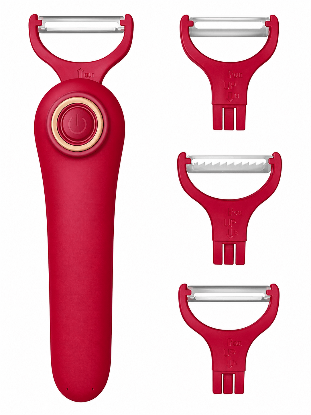 SUNHAIXIA 3 in 1 Electric Vegetable Peeler USB Rechargeable Automatic Fruit and Vegetable Peeler - Kitchen Appliances with Red | Sold by Uncle Wiener's Wholesale