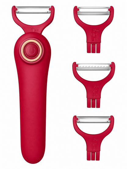 SUNHAIXIA 3 in 1 Electric Vegetable Peeler USB Rechargeable Automatic Fruit and Vegetable Peeler - Kitchen Appliances with Red | Sold by Uncle Wiener's Wholesale