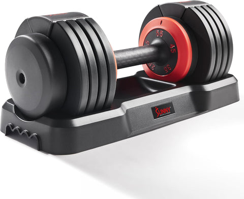 Sunny Health & Fitness Elite Adjustable Dumbbell, Space Saver, Strength Training, Anti - Slip Steel Handle, Home Gym Fitness - with One Size | Sold by Uncle Wiener's Wholesale