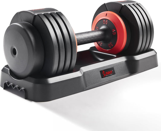 Sunny Health & Fitness Elite Adjustable Dumbbell, Space Saver, Strength Training, Anti - Slip Steel Handle, Home Gym Fitness - with One Size | Sold by Uncle Wiener's Wholesale