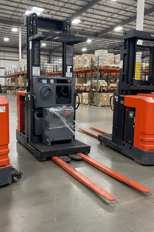 Surplus Toyota Electric Order Pickers – Warehouse Forklift | Narrow Aisle Picker - with 161" | Sold by Uncle Wiener's Wholesale