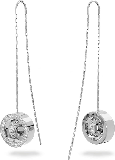 Swarovski Hollow Drop Earrings, Long, White, Rhodium Finish - with | Sold by Uncle Wiener's Wholesale