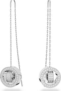 Swarovski Hollow Drop Earrings, Long, White, Rhodium Finish - with | Sold by Uncle Wiener's Wholesale