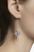 Swarovski Hollow Drop Earrings, Long, White, Rhodium Finish - with | Sold by Uncle Wiener's Wholesale