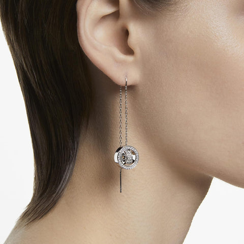 Swarovski Hollow Drop Earrings, Long, White, Rhodium Finish - with | Sold by Uncle Wiener's Wholesale