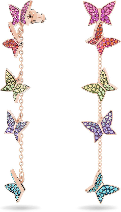 Swarovski Lilia Butterfly Necklace, Earrings, and Bracelet Crystal Jewelry Collection, Pink Crystals on a Rose Gold Tone Finish - with | Sold by Uncle Wiener's Wholesale