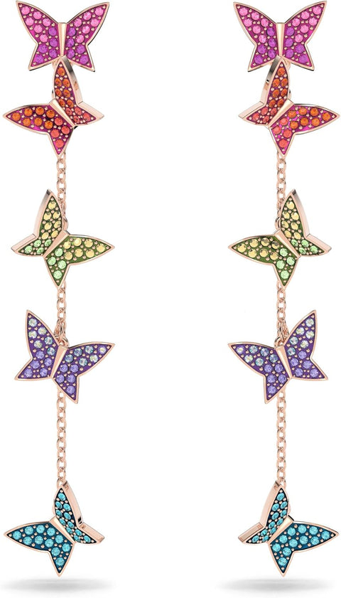 Swarovski Lilia Butterfly Necklace, Earrings, and Bracelet Crystal Jewelry Collection, Pink Crystals on a Rose Gold Tone Finish - with | Sold by Uncle Wiener's Wholesale