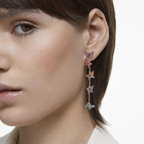 Swarovski Lilia Butterfly Necklace, Earrings, and Bracelet Crystal Jewelry Collection, Pink Crystals on a Rose Gold Tone Finish - with | Sold by Uncle Wiener's Wholesale