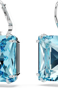 Swarovski Millenia Earrings, Square cut crystal, Blue, Rhodium plated - with | Sold by Uncle Wiener's Wholesale