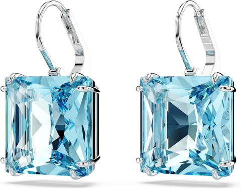 Swarovski Millenia Earrings, Square cut crystal, Blue, Rhodium plated - with | Sold by Uncle Wiener's Wholesale