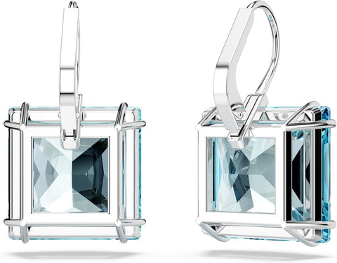 Swarovski Millenia Earrings, Square cut crystal, Blue, Rhodium plated - with | Sold by Uncle Wiener's Wholesale