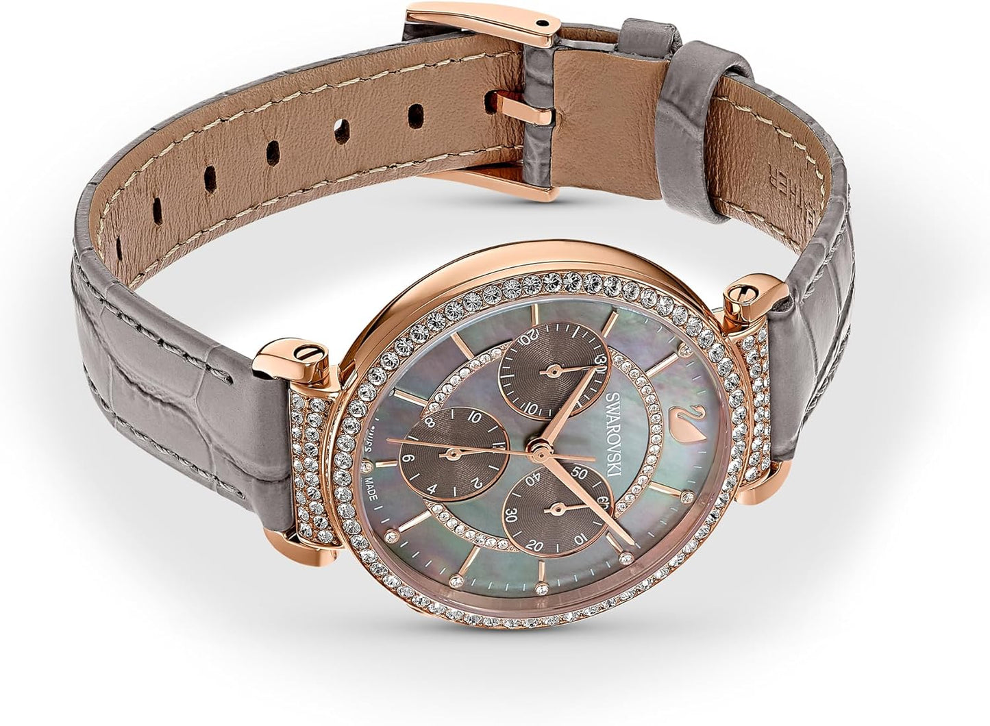 Swarovski Passage Chrono Crystal Watch Collection, Leather Strap - with | Sold by Uncle Wiener's Wholesale