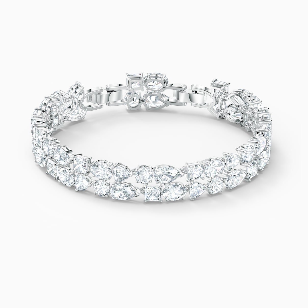 Swarovski Tennis Deluxe Silver Tone Bracelet - with silver | Sold by Uncle Wiener's Wholesale