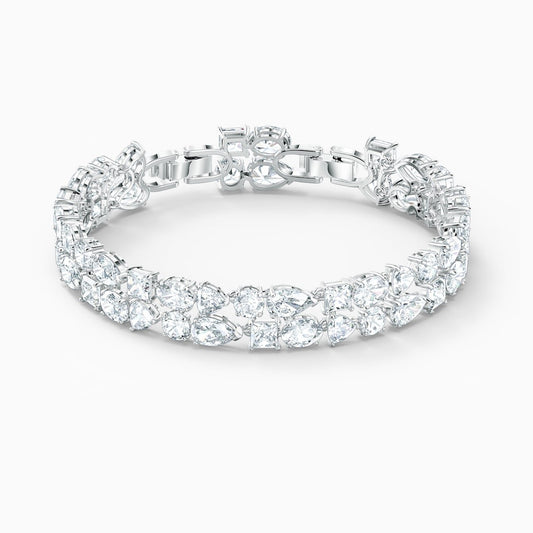Swarovski Tennis Deluxe Silver Tone Bracelet - with silver | Sold by Uncle Wiener's Wholesale